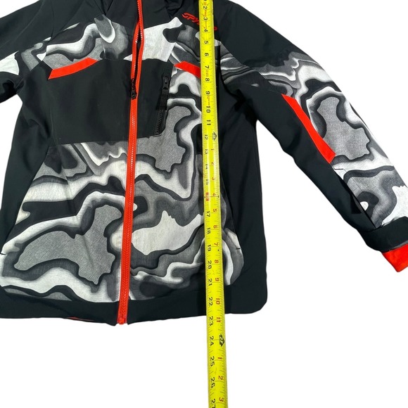 Spyder Boys Ski Jacket Size 10 Black Grey Orange Camo Full Zip Winter Coat - Picture 5 of 9